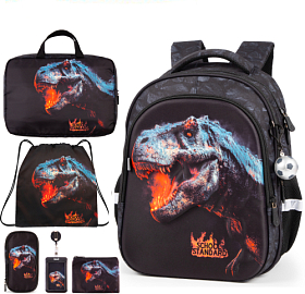 Шкільний ортопедичний рюкзак 6 в 1 для хлопчика з Динозавром School Standard 38х30х18 см для початкової школи (SET 150-52)